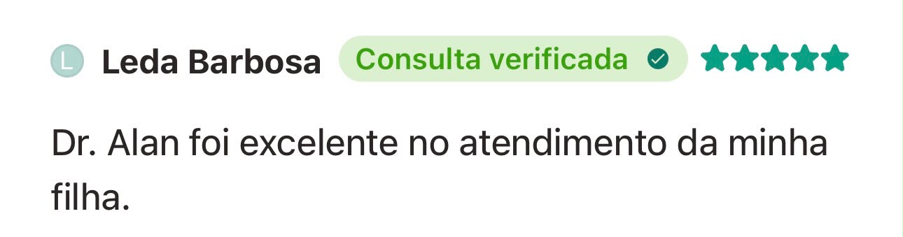 Depoimento de paciente sobre o Dr. Alan Antunes no Doctoralia