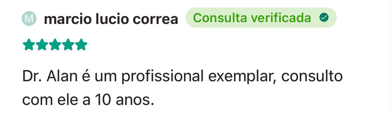 Depoimento de paciente sobre o Dr. Alan Antunes no Doctoralia