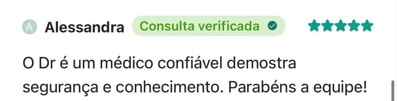 Depoimento de paciente sobre o Dr. Alan Antunes no Doctoralia