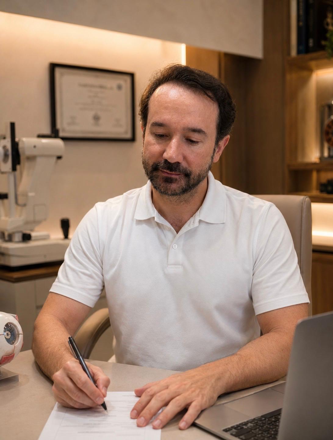 Dr. Alan Antunes em atendimento no consultório